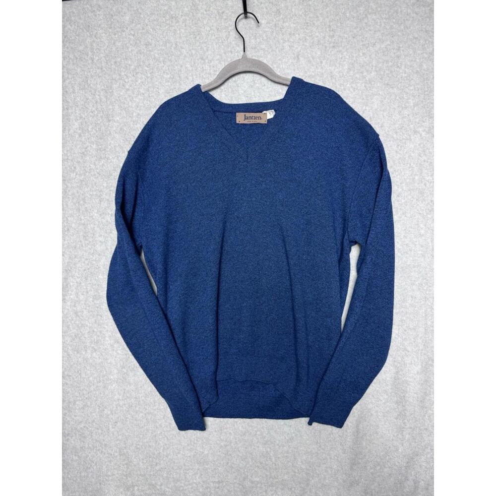 Vintage Jantzen Men’s Large Tall V-neck Pullover Sweater Preppy Old Money Blue